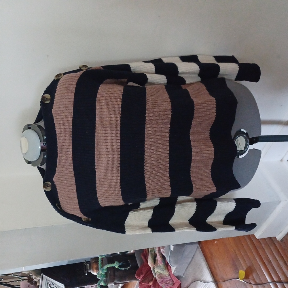 Madewell Tan and Navy Sweater